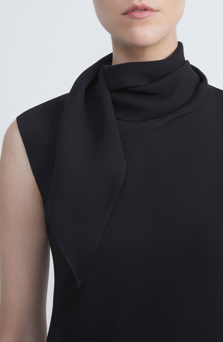 Lafayette 148 New York Scarf Detail Sleeveless Crepe Sheath Dress, Alternate, color, 