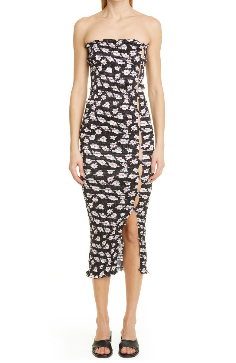 Amy Crookes Floral Print Shirred Tube Dress, Main, color, 