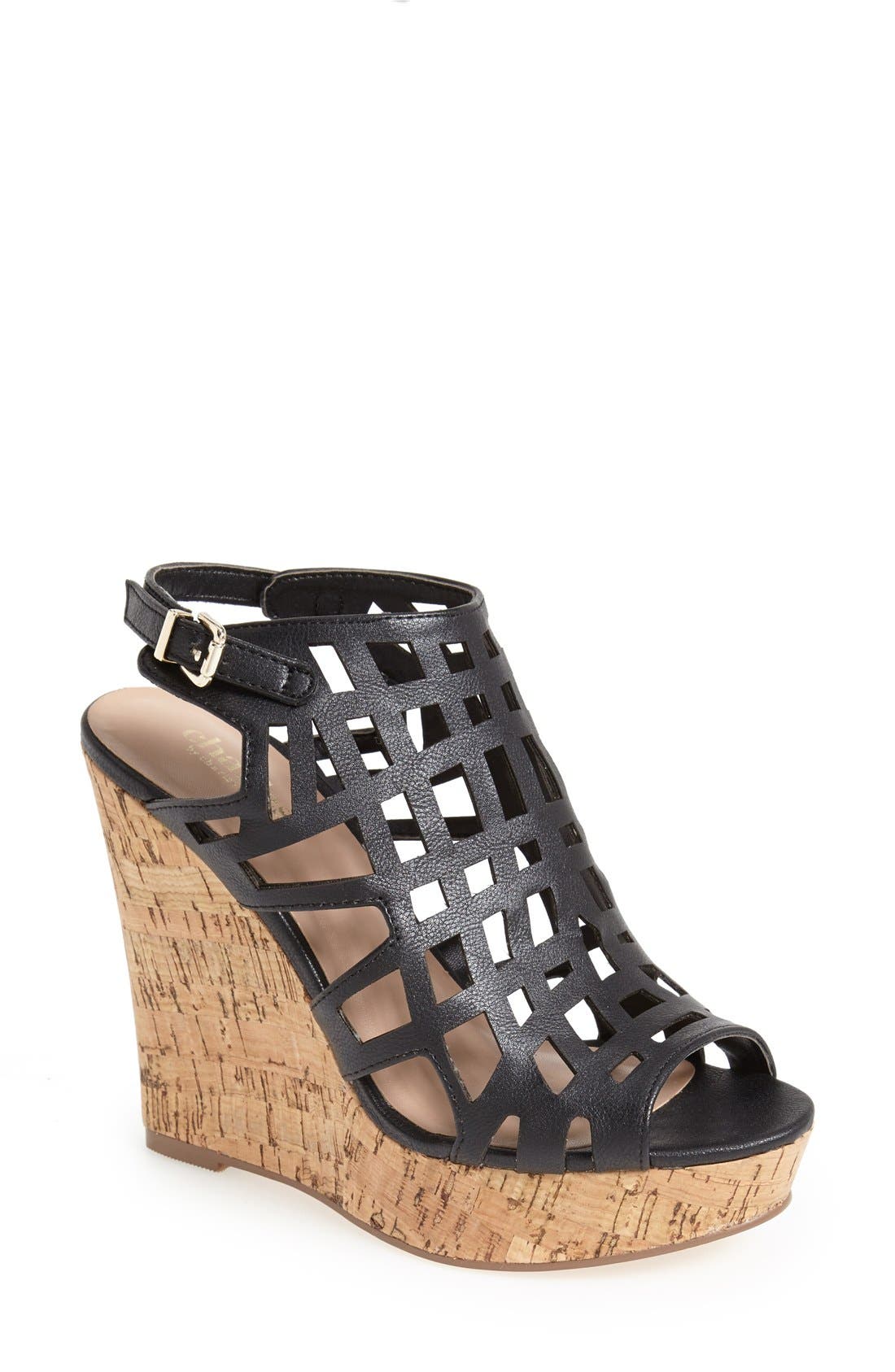 'Affluent' Cage Sandal, Main, color, BLACK