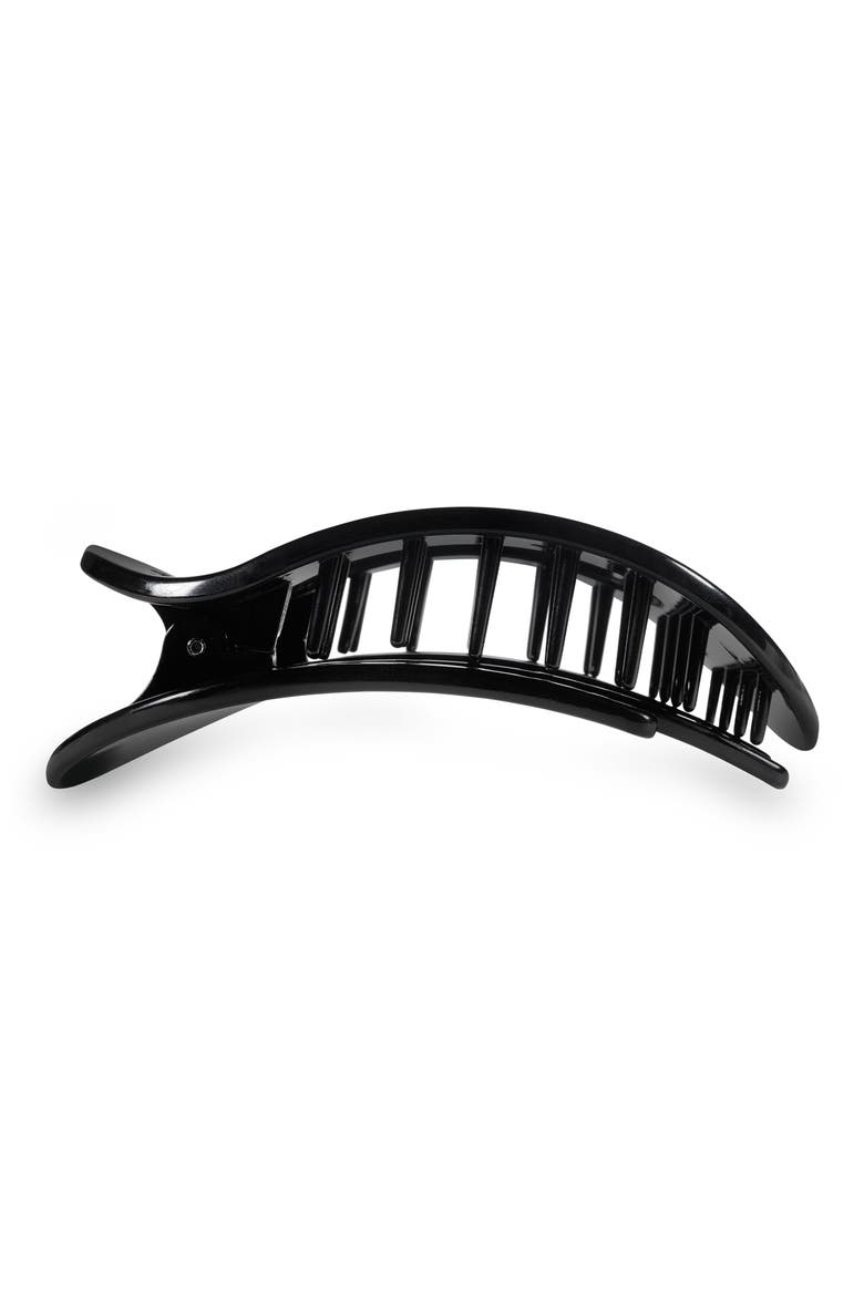 Large Flat Round Hair Clip, Alternate, color, JET BLACK
