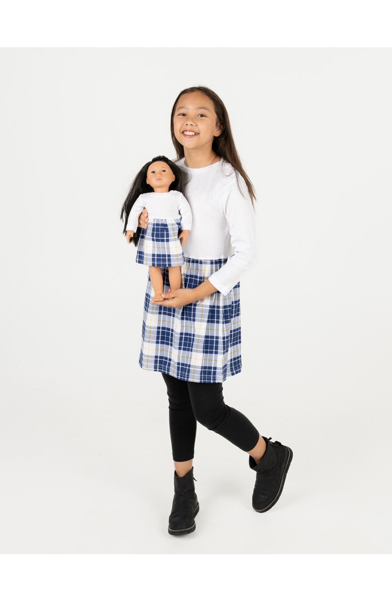 Leveret Girls Skirt Dress with Matching Doll Dress, 100% Cotton, Main, color, White