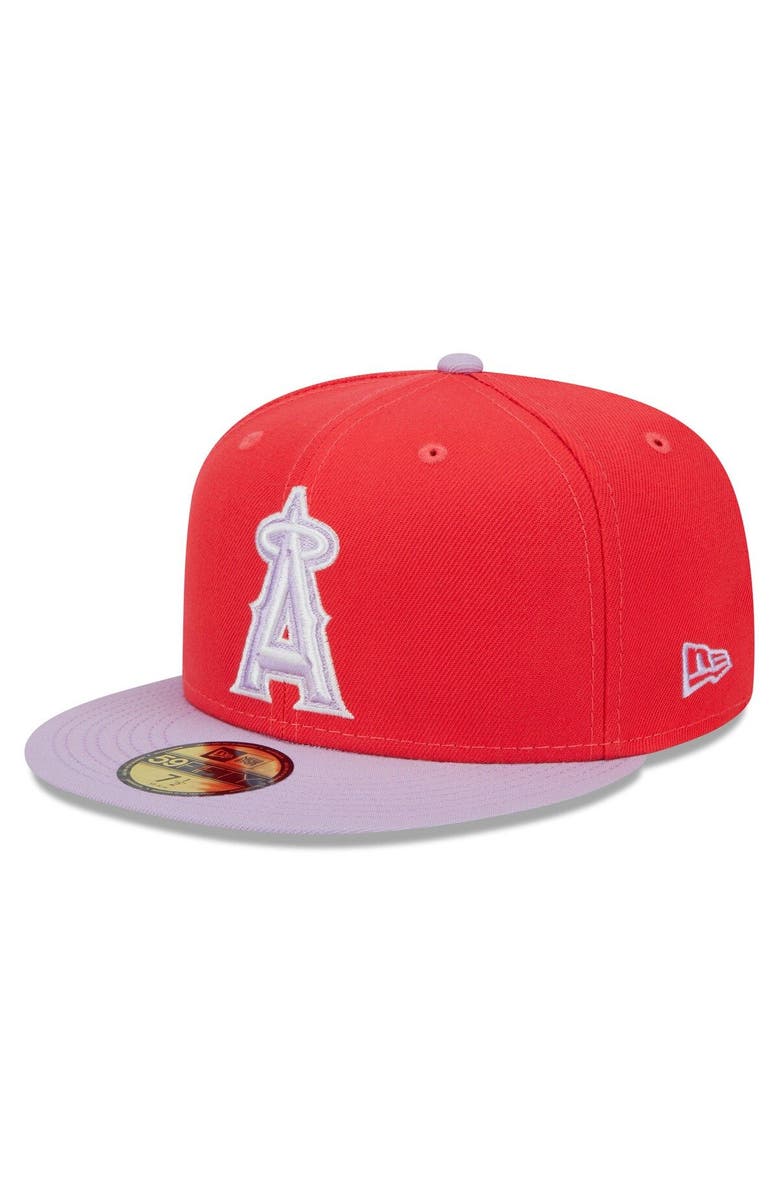 New Era Men's New Era Red/Lavender Los Angeles Angels Spring Color Two-Tone 59FIFTY Fitted Hat, Alternate, color,