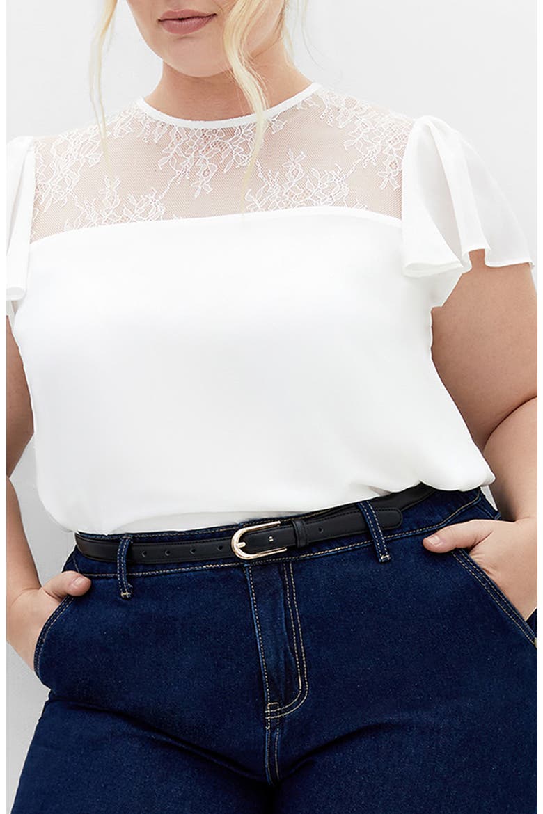 Malia Embroidered Lace Top, Main, color, IVORY