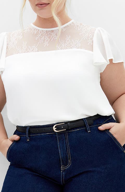 Malia Embroidered Lace Top (Plus)