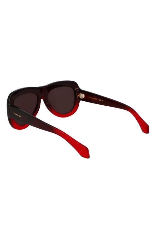 Ferragamo Rivets 57mm Aviator Sunglasses In Gradient Transparent Dark Red