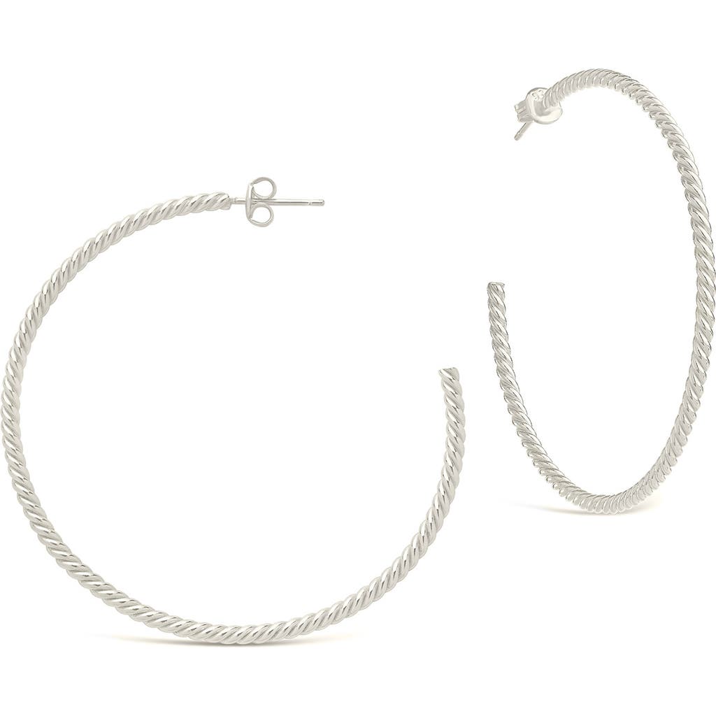 Sterling Forever Rope Twist Hoop Earrings In Metallic