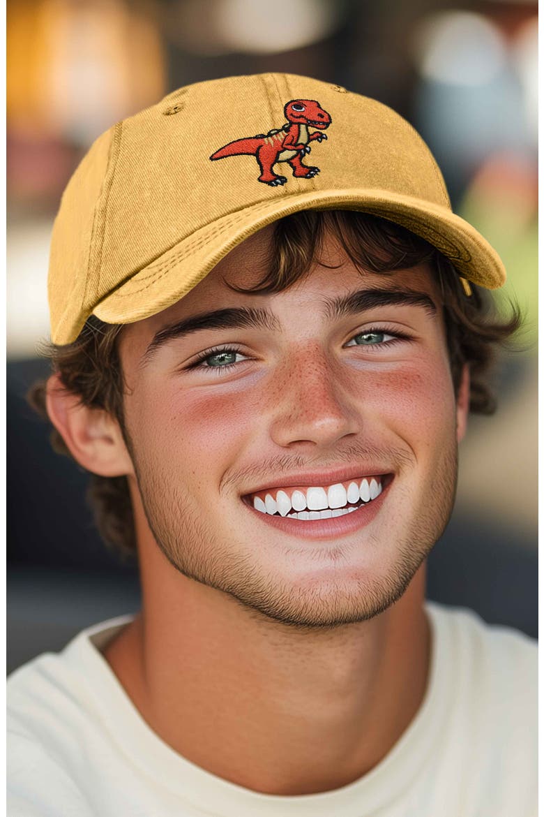 T-Rex Embroidered Casual Cap, Alternate, color, Washed Gold