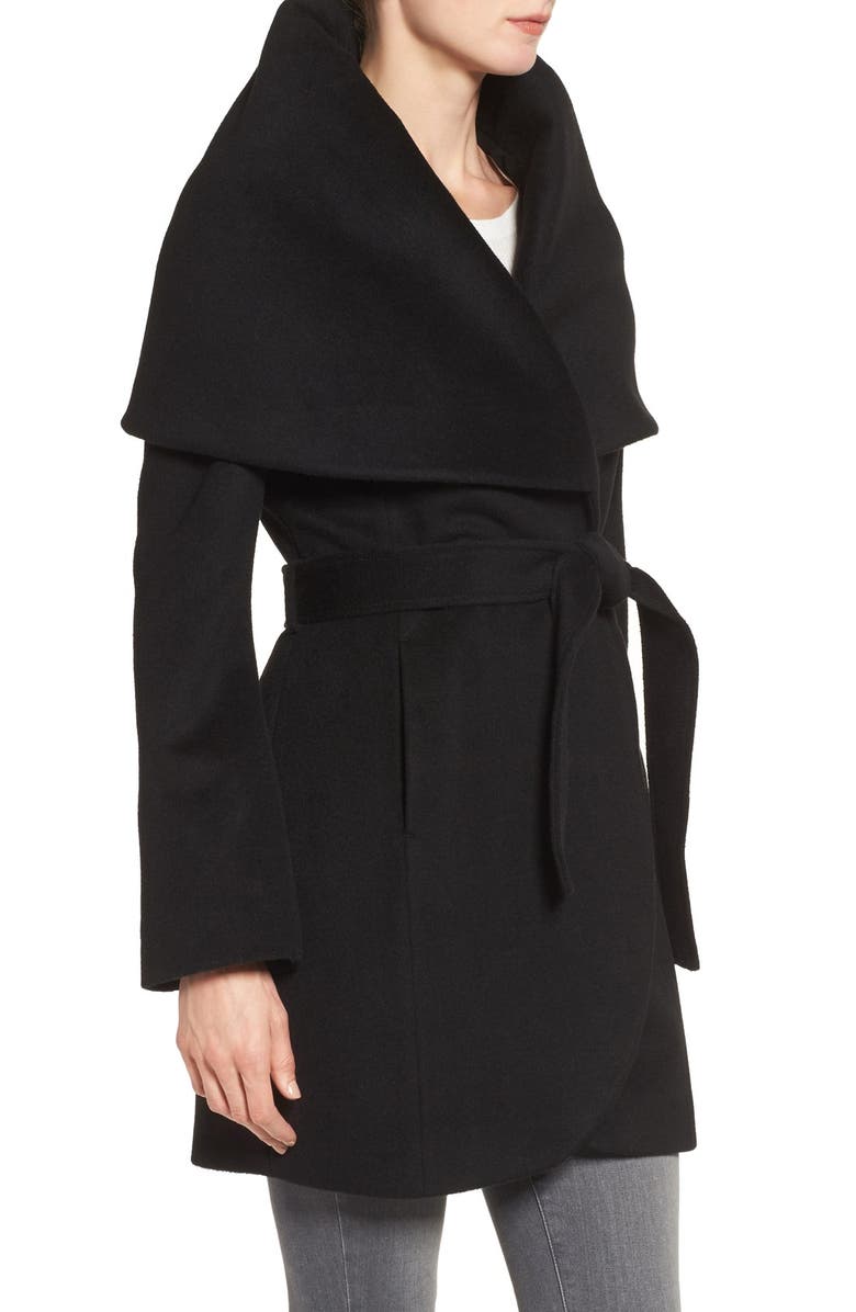 Tahari T Tahari Wool Blend Belted Wrap Coat, Alternate, color,