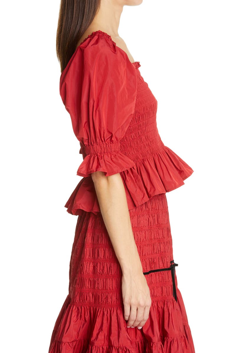 Molly Goddard Mackenzie Shirred Taffeta Top, Alternate, color, 