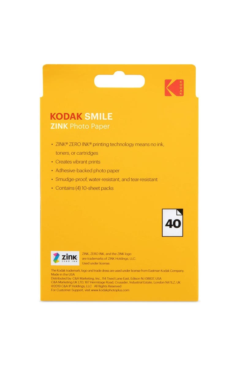Kodak Premium Zink Paper 40 Sheets Refill, Alternate, color, White