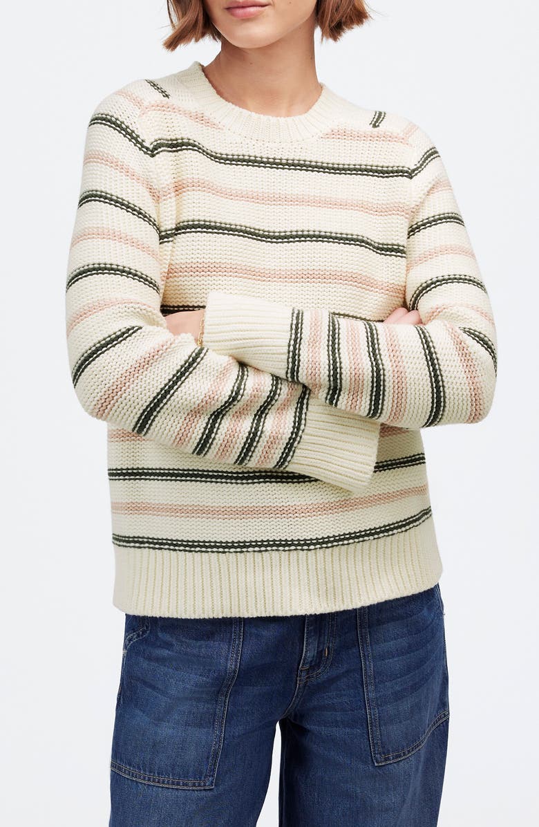 Madewell Stripe Crewneck Cotton Sweater, Main, color, 
