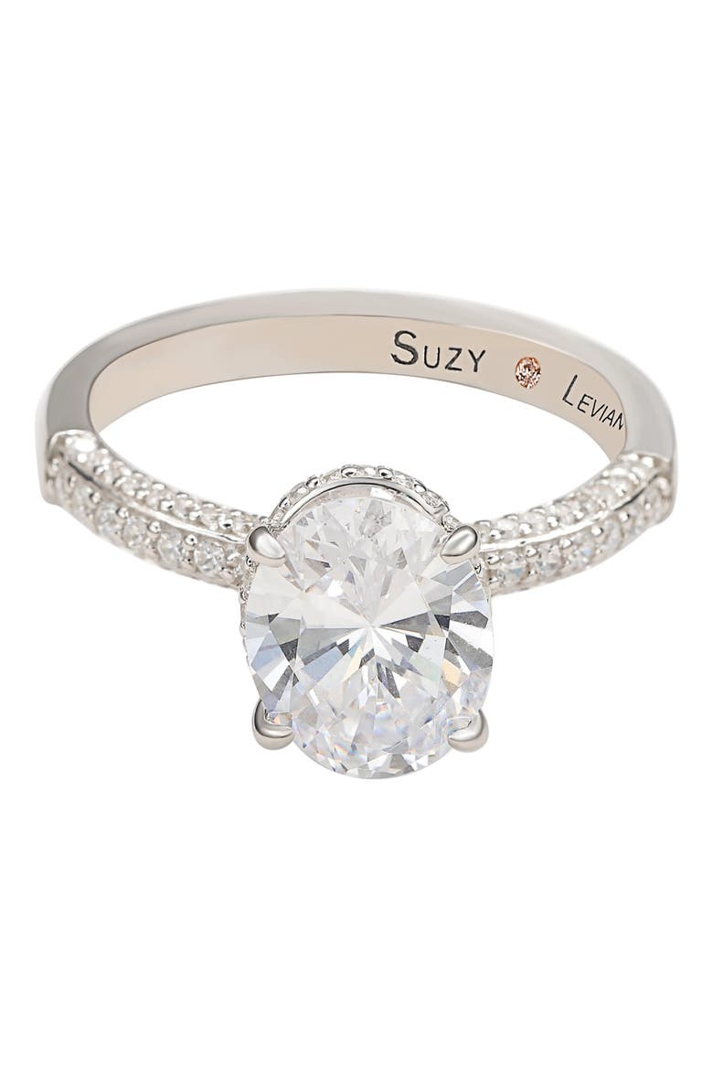 Sterling Silver Cubic Zirconia Oval Ring, Alternate, color, WHITE