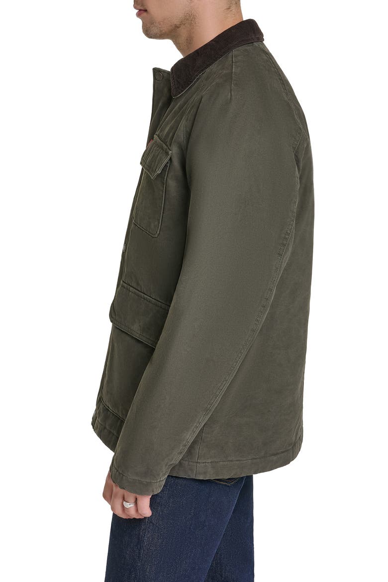 Cotton Canvas Field Jacket with Corduroy Collar, Alternate, color, OLIVE