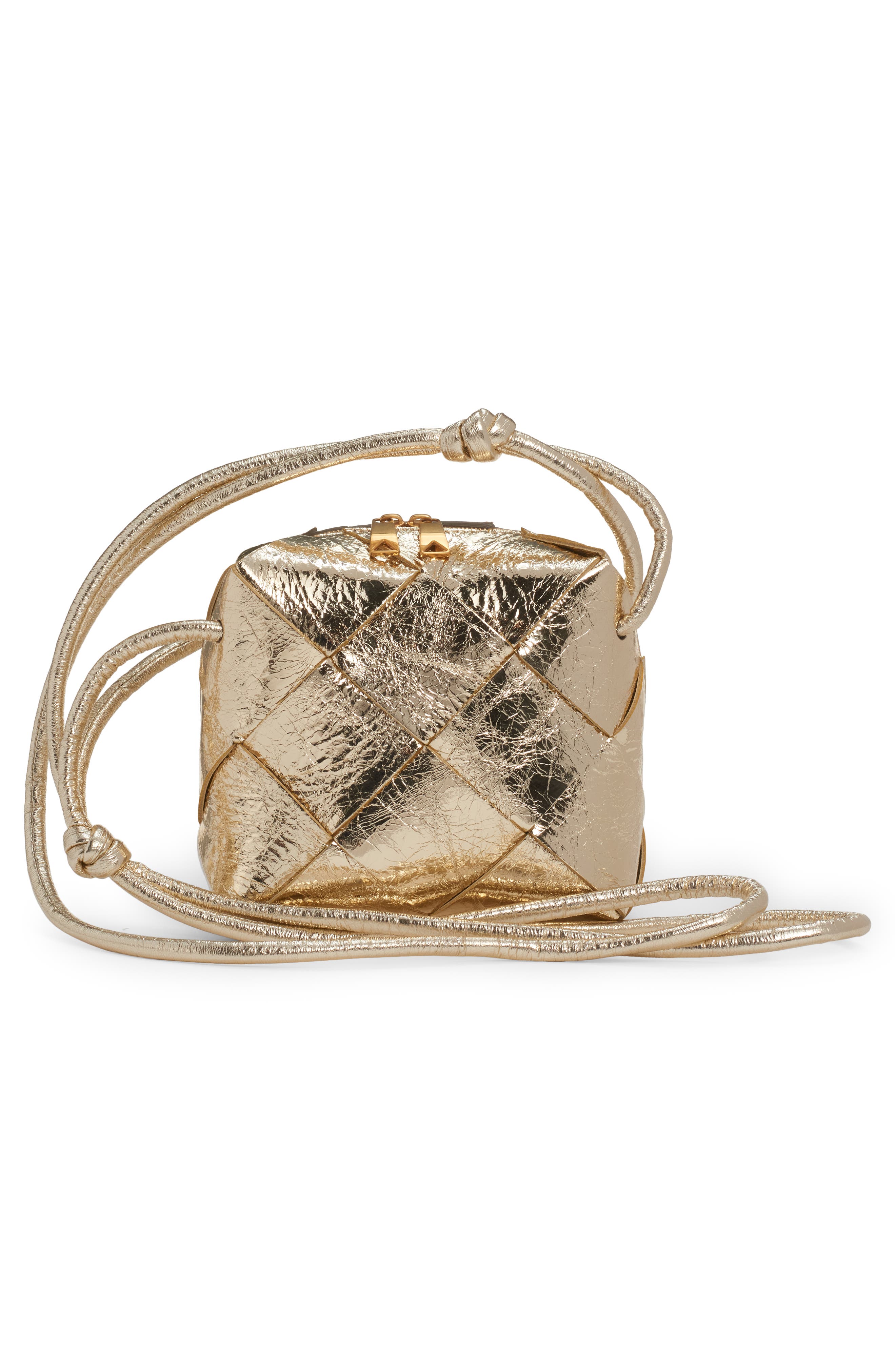 Small Clicker Intreccio Leather Shoulder Bag, Alternate, color, SUPERMOON/ GOLD