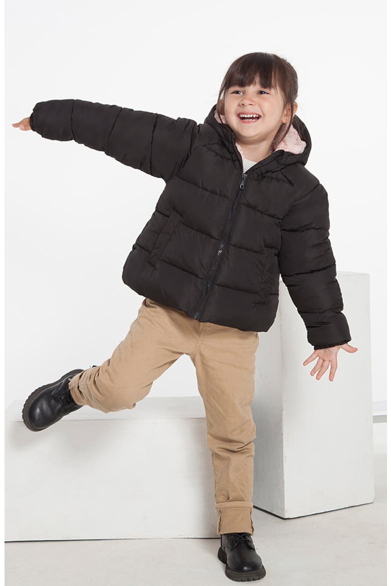 Kids' Fleece Lined Bubble Coat, Alternate, color, Rich Black