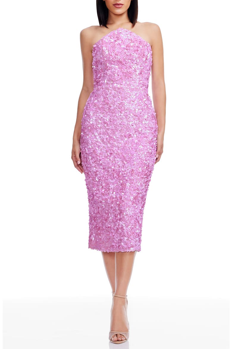 Etta Sequin Strapless Cocktail Sheath Dress, Main, color, LILAC