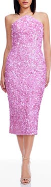 Dress the Population Etta Sequin Strapless Cocktail Sheath Dress
