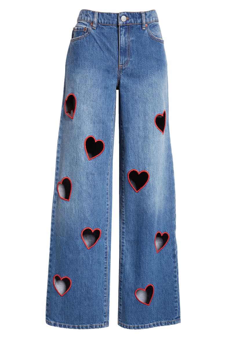Karrie Embroidered Heart Cutout Nonstretch Jeans (Women) | Nordstrom