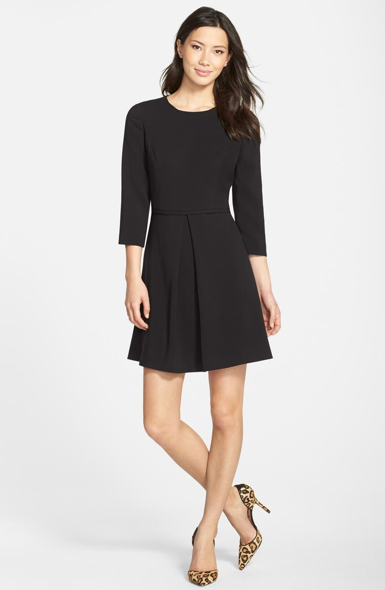 Eliza J Pleated Crepe Fit & Flare Dress, Alternate, color, 
