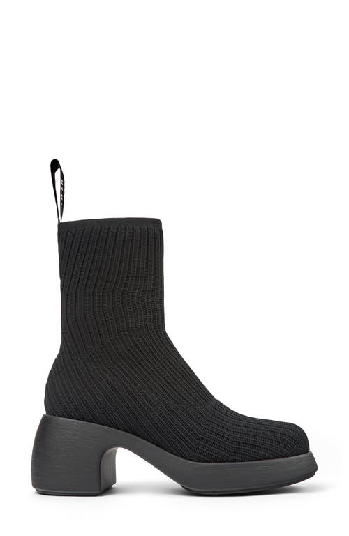 Camper Thelma Knit Platform Bootie In Black