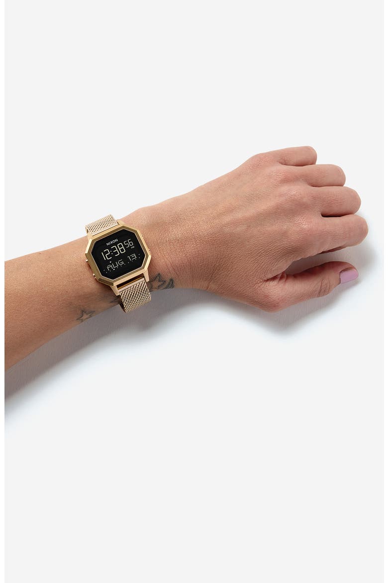 Siren Digital Bracelet Watch, 36mm, Alternate, color, GOLD/ BLACK/ GOLD