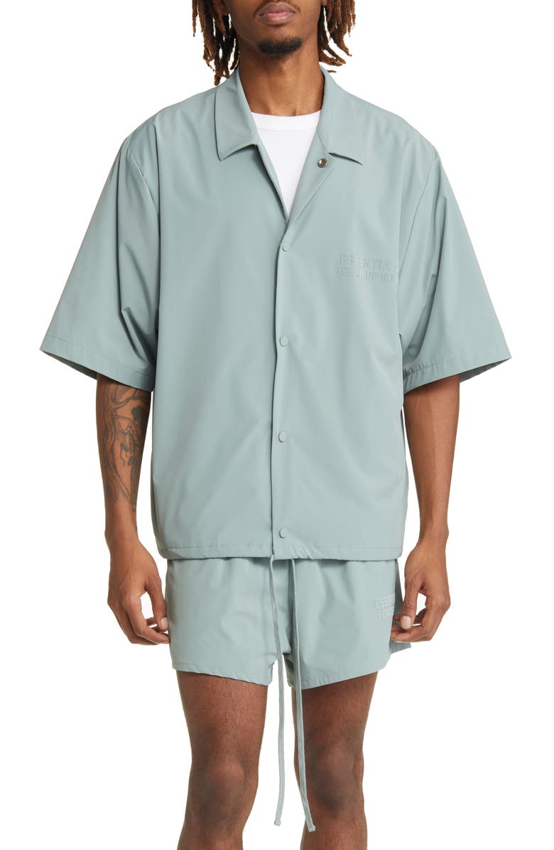 Fear of God Essentials Stretch Nylon Snap-Up Shirt, Alternate, color, 