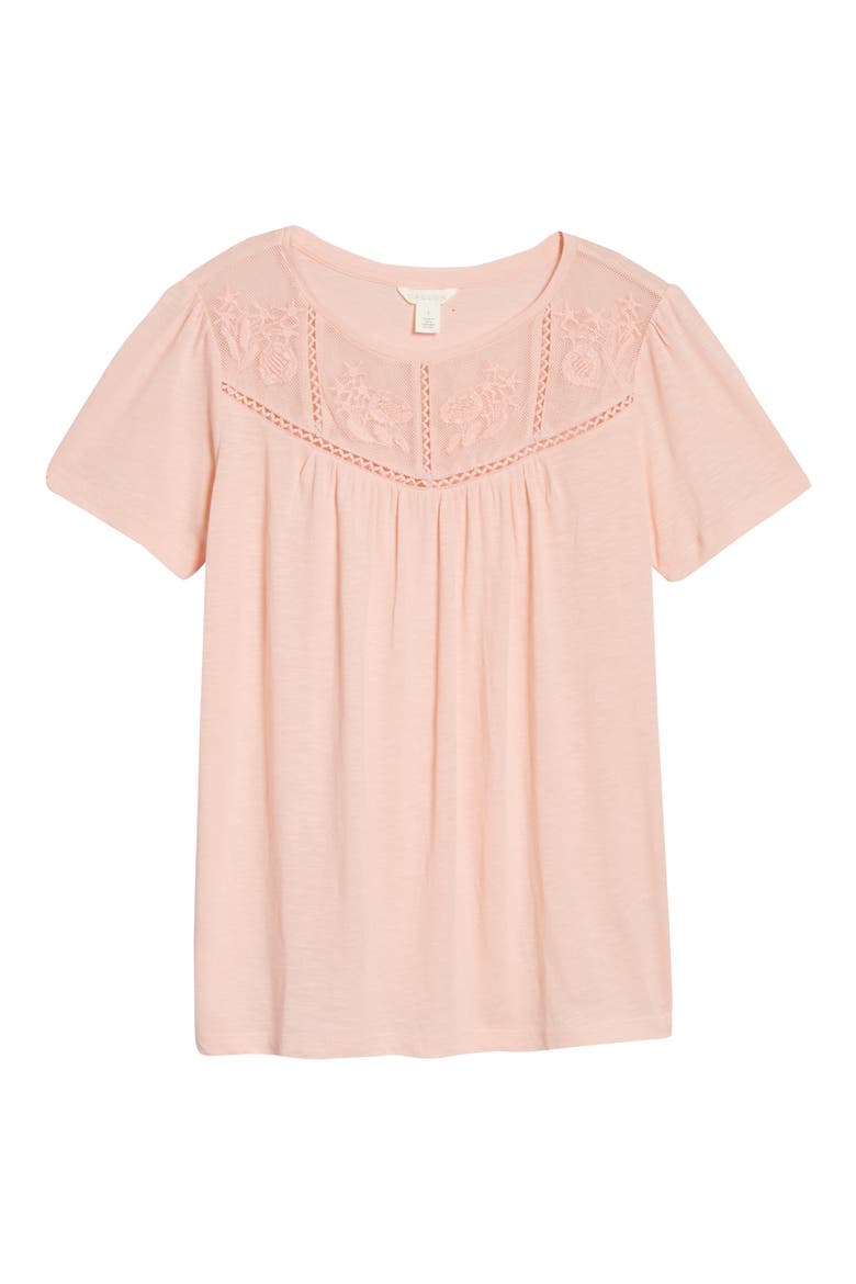 Embroidered Yoke Tee, Alternate, color, PINK CHINTZ