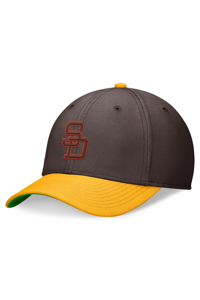 Men's Nike Brown/Gold San Diego Padres Cooperstown Collection Rewind Swooshflex Performance Hat, Alternate, color, Brown