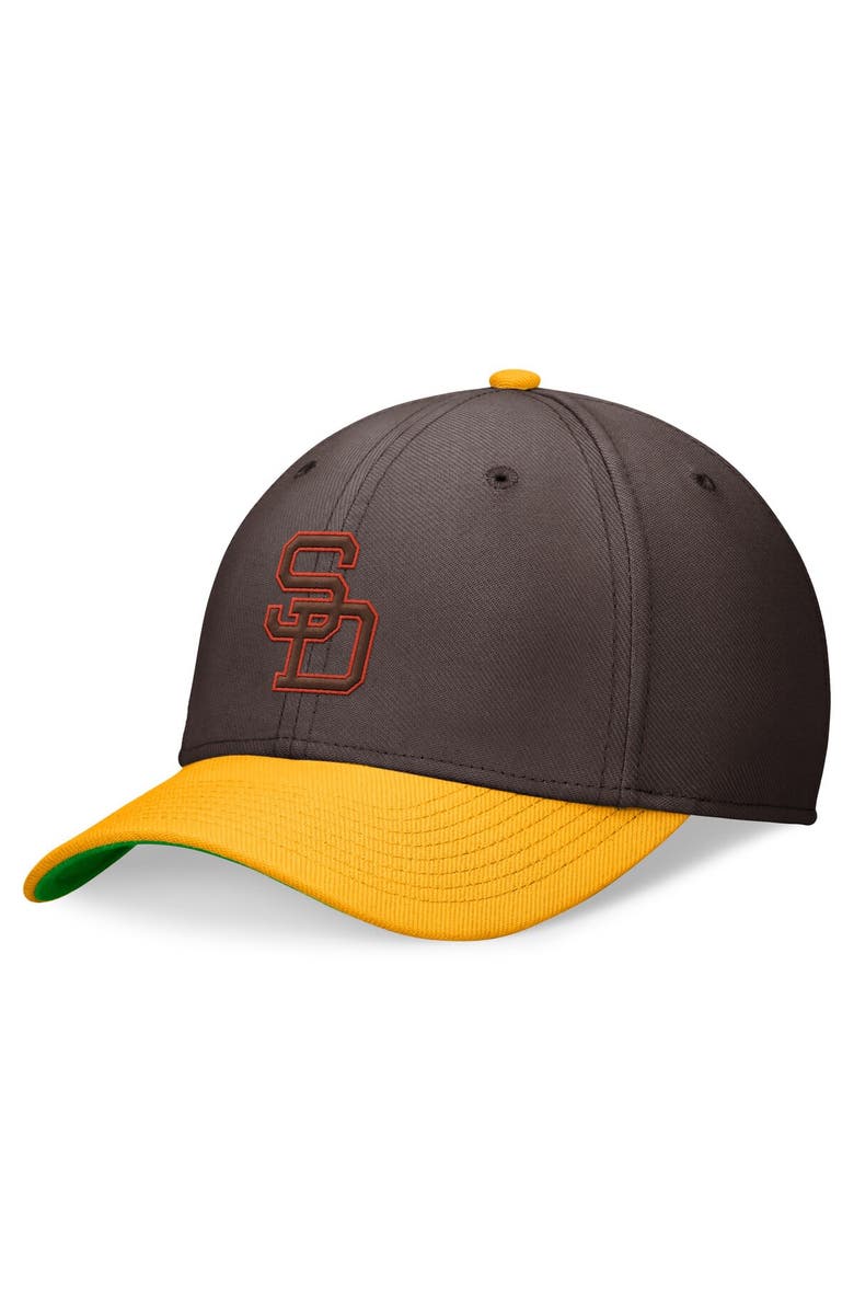Nike Men's Nike Brown/Gold San Diego Padres Cooperstown Collection Rewind Swooshflex Performance Hat, Alternate, color, Brown