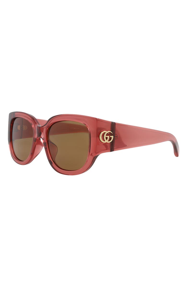 Gucci 52mm Round Sunglasses, Alternate, color, Red Red Brown