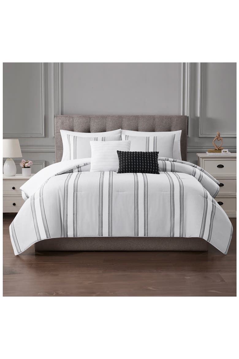 Jacquard Microfiber 5-Piece Comforter Set, Main, color, LIGHT BLUE