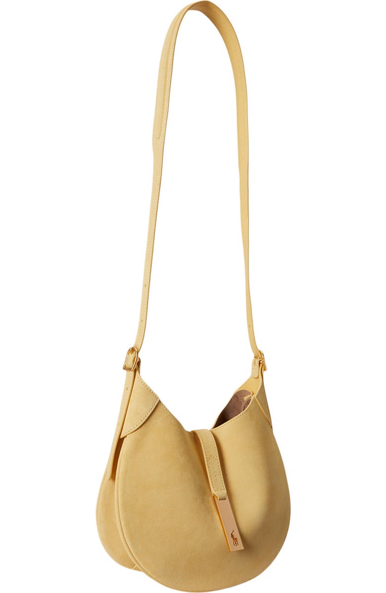 Polo Ralph Lauren Small Polo ID Suede Shoulder Bag, Alternate, color, Lemon Meringue