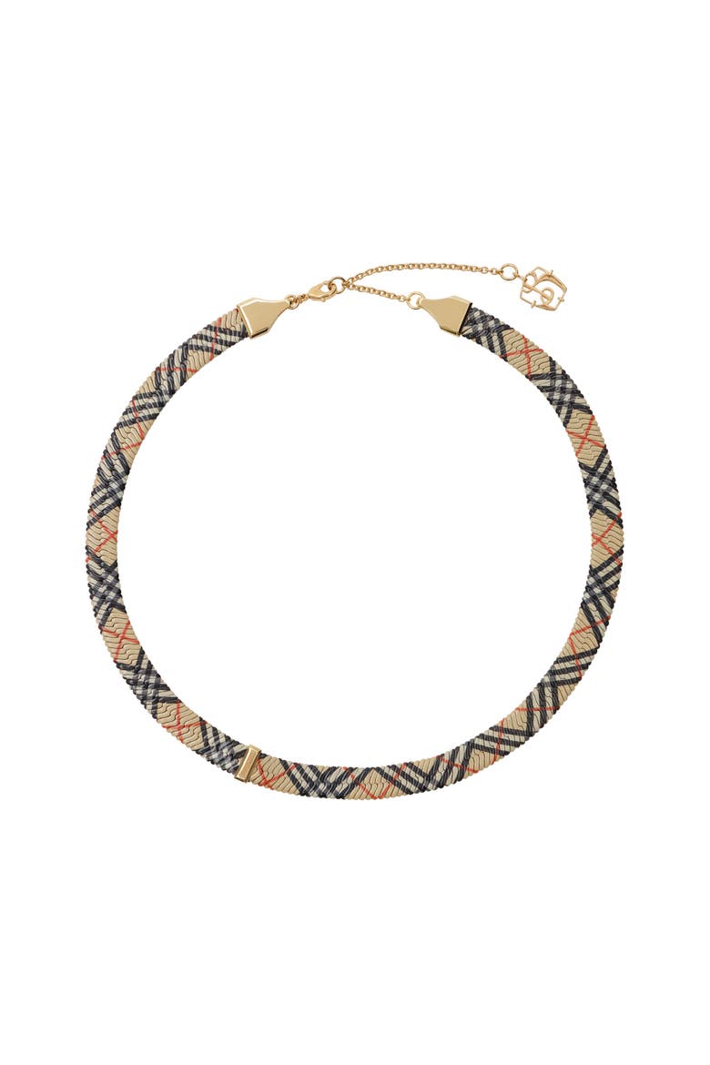 Check Print Necklace, Main, color, Sand