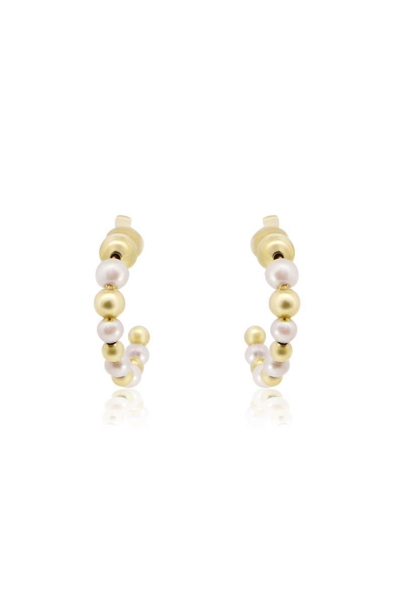 The Lovery Fine Jewelry Pearl and Gold Hoop Earrings, Alternate, color, Pearl