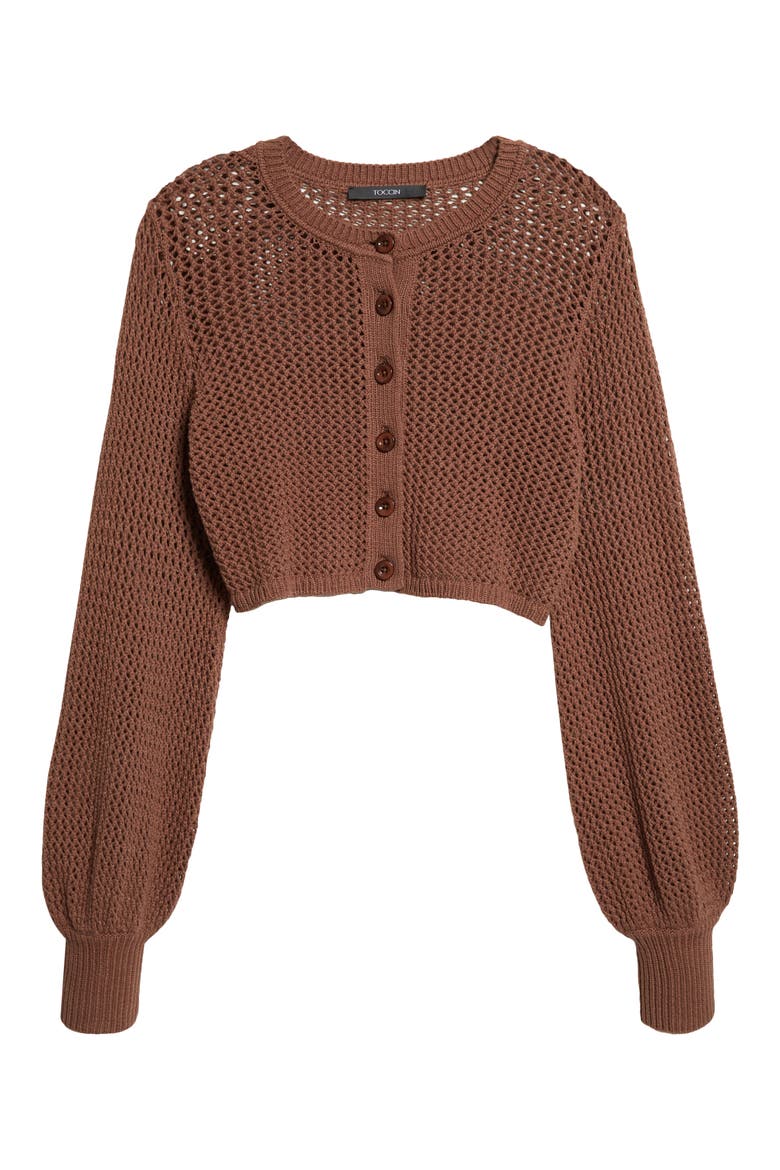 Tori Blouson Sleeve Cardigan, Alternate, color, COCOA