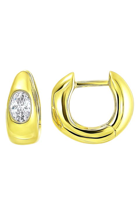 Cubic Zirconia Huggie Hoop Earrings