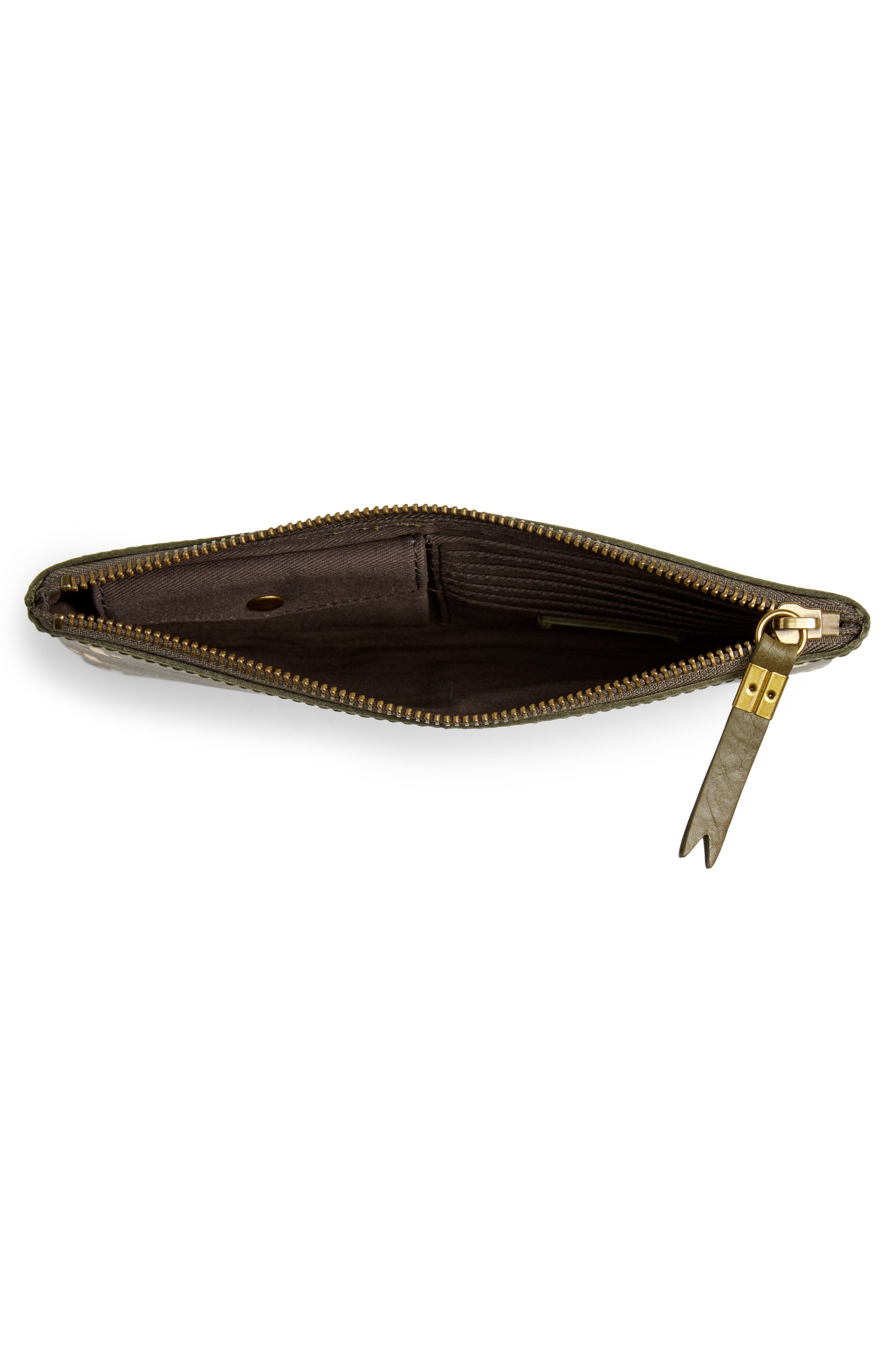 The Leather Pouch Clutch: Embossed Cactus Edition, Alternate, color, DEEP WOODLAND