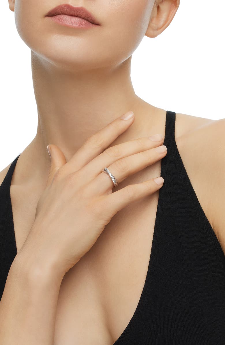 David Yurman Crossover Ring with Diamonds, Alternate, color, Silver