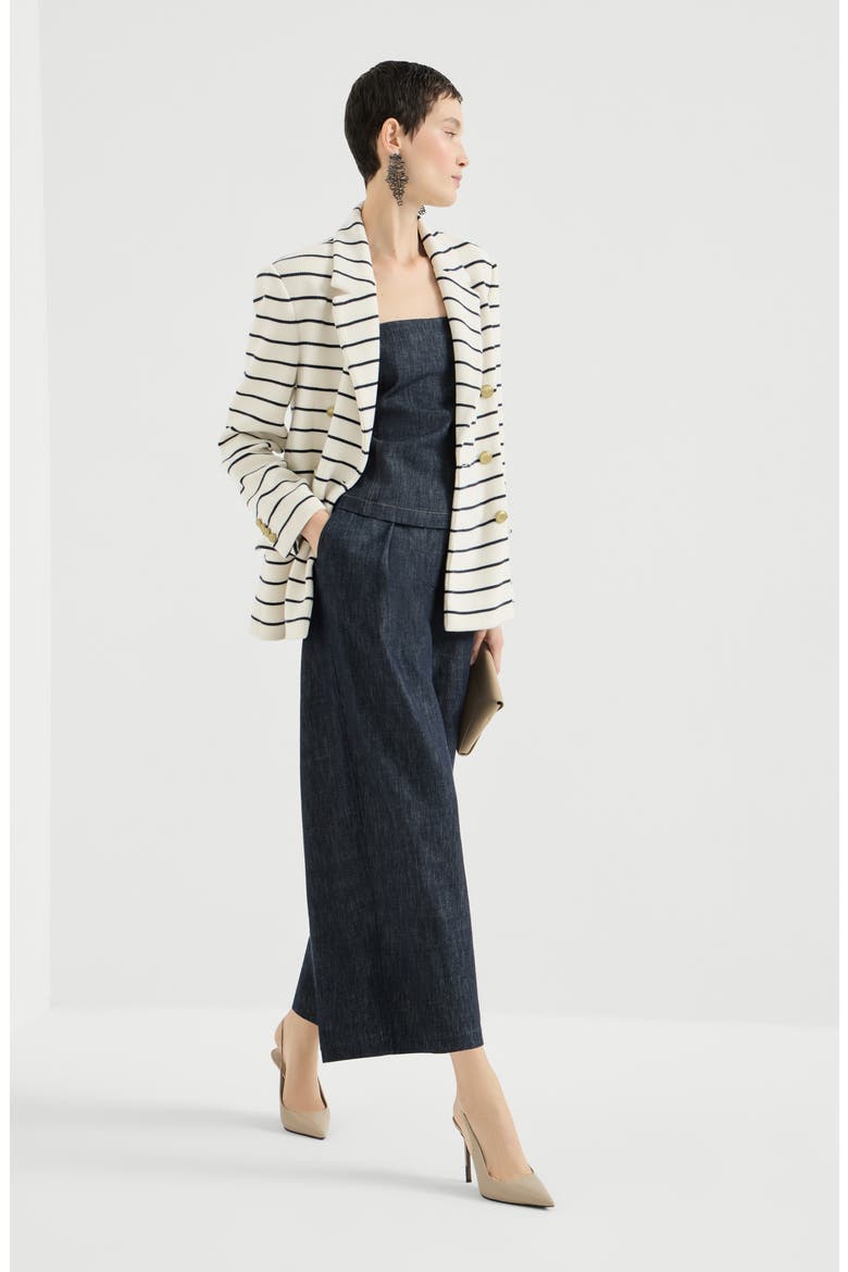 Pleated A-line trousers, Alternate, color, Denim
