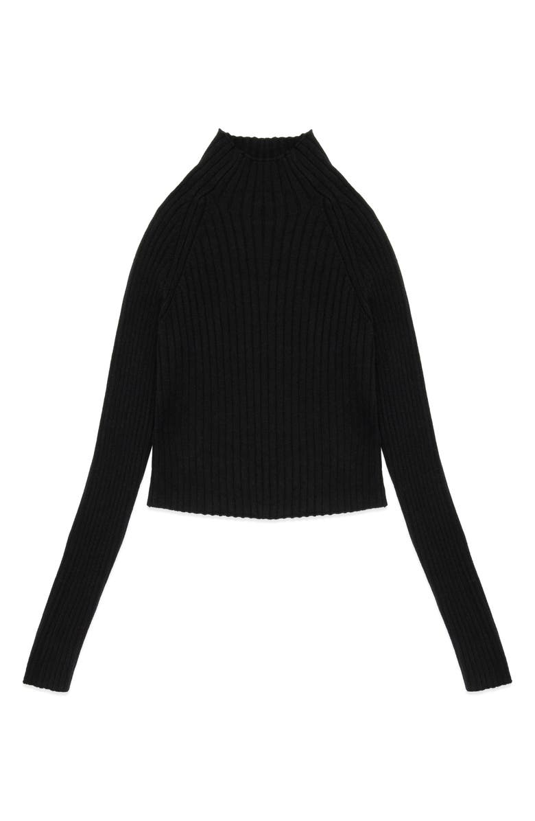 DELUC Randy Rib Crop Sweater, Alternate, color, Black