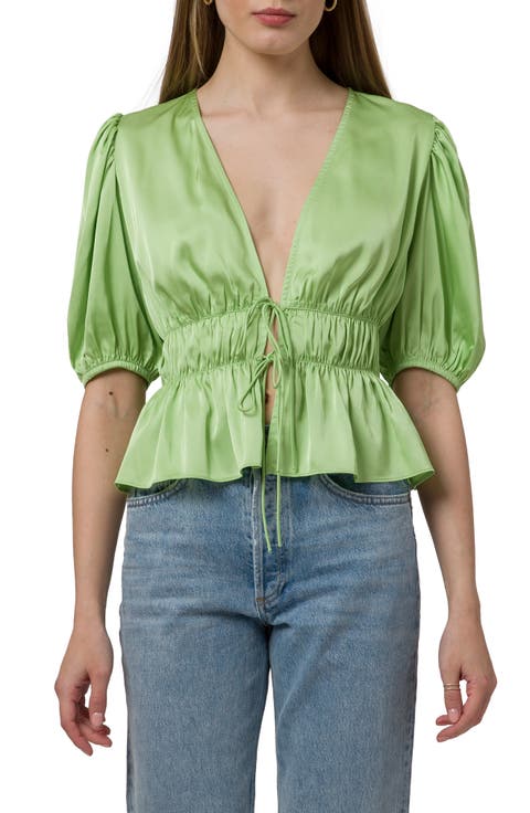 Tie Front Peplum Top