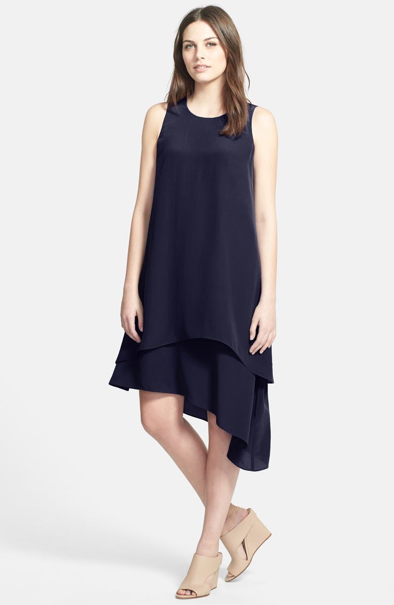 Eileen Fisher Layered Asymmetrical Silk Dress, Main, color,