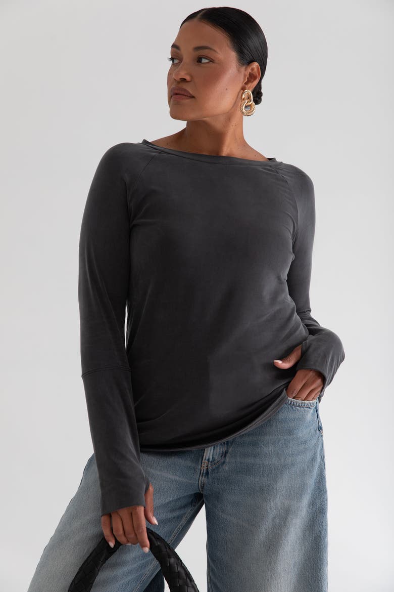 The Cupro Long Sleeve Layering Tee, Main, color, INK