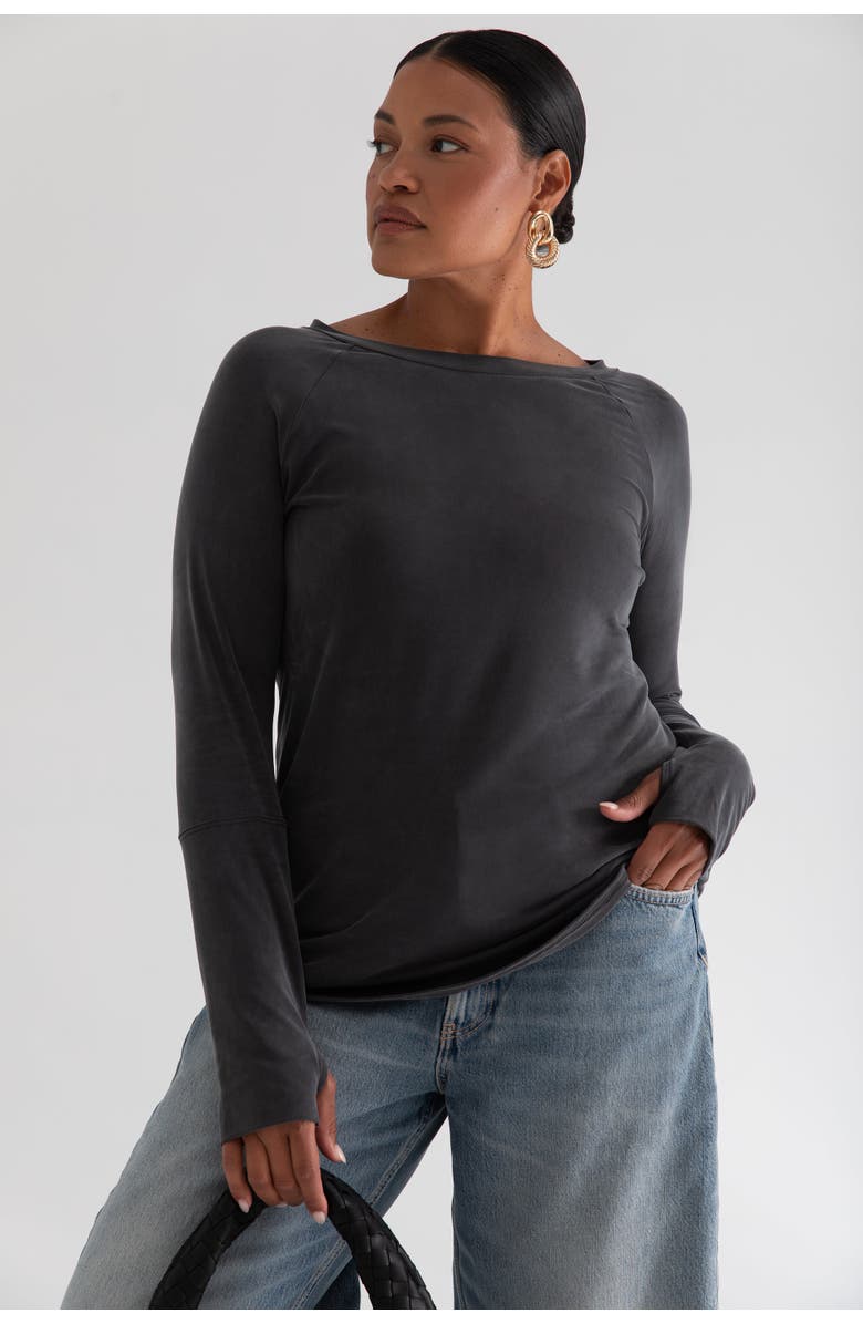 KADA The Cupro Long Sleeve Layering Tee, Main, color, Ink