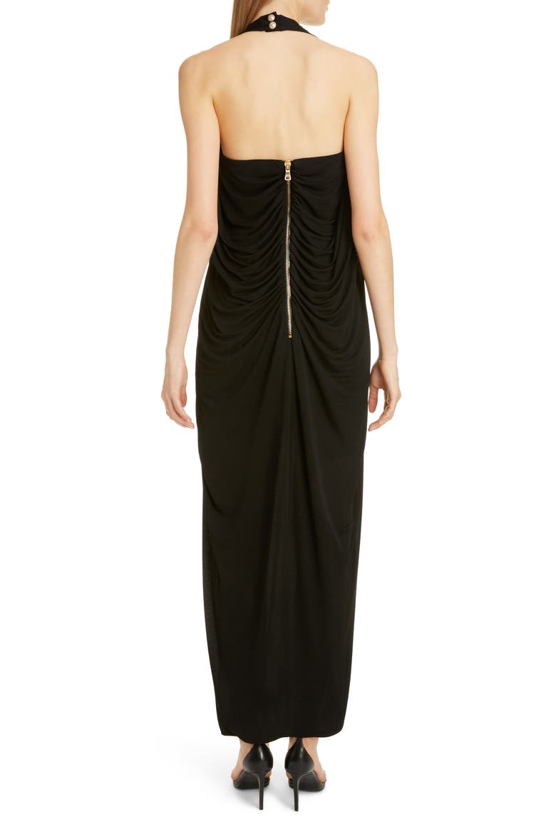 Draped Sequin Halter High/Low Dress, Alternate, color, NOIR