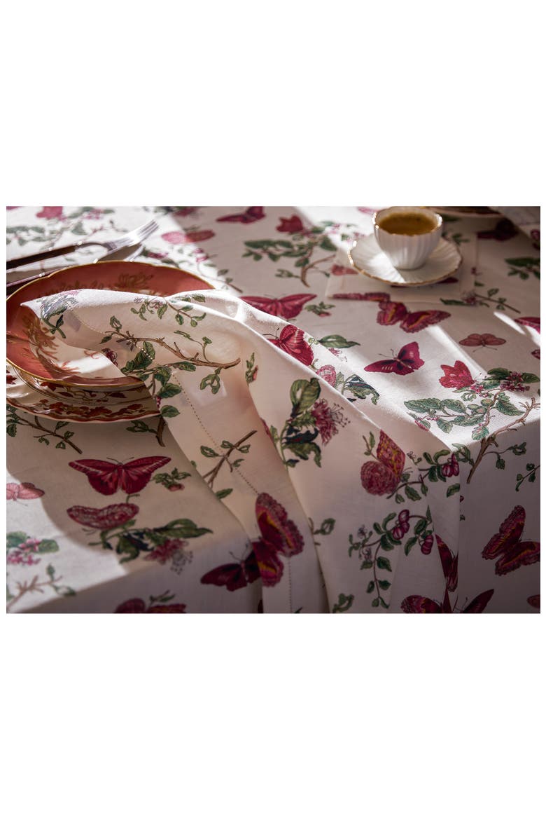 Baudin Butterfly Set of 4 Linen Cocktail Napkins, Alternate, color, RUBY