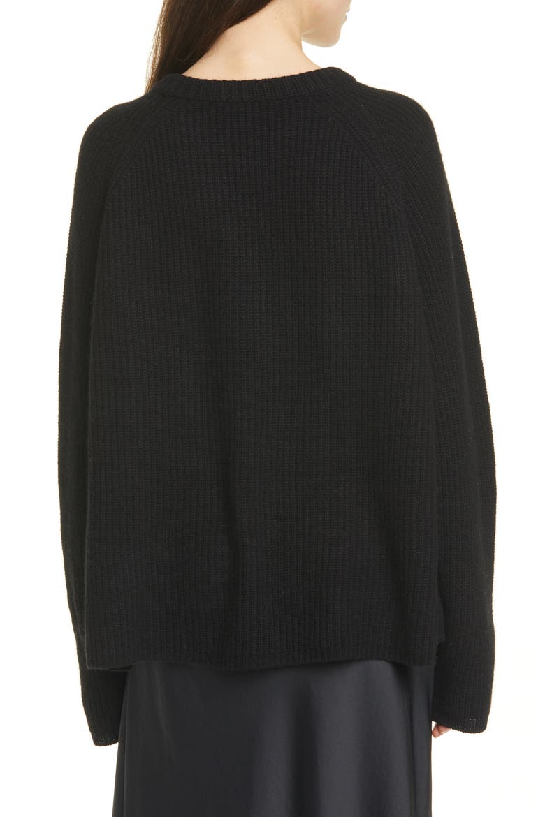 Cashmere Fisherman Sweater, Alternate, color, BLACK