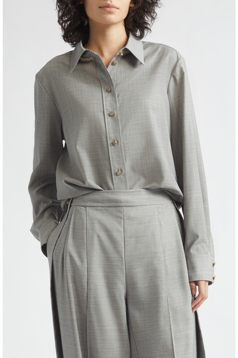 Valiant Wool Button-Up Shirt, Main, color, GREY MELANGE