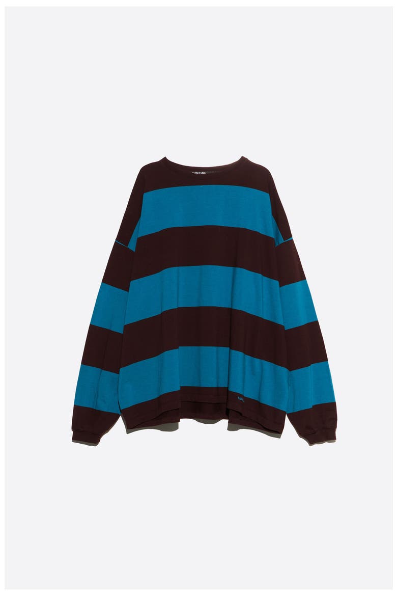 Oversize Striped Long T-shirt, Alternate, color, TEAL