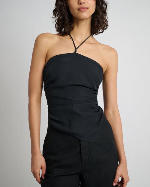 Onia Air Linen Asymmetrical Halter Top In Black